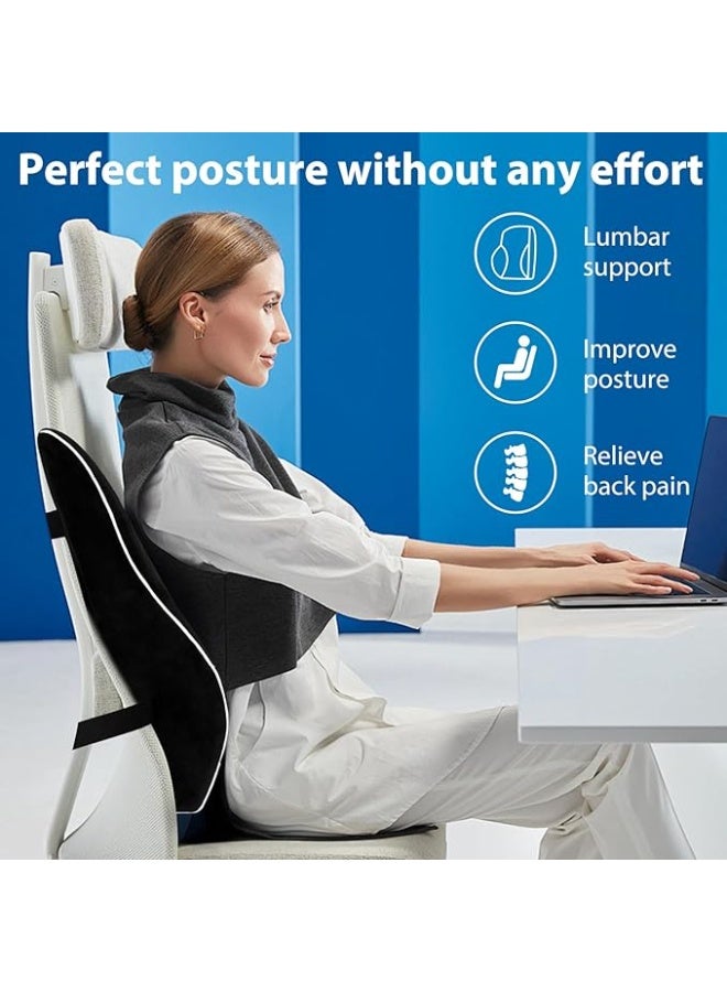 مسند ظهر طبي متطور بخاصية التنظيم الحراري المزدوج - وسادة دعم القطنية من الميموري فوم عالي الكثافة لكرسي المكتب والسيارة - مزود بأحزمة تثبيت مزدوجة - Image 3